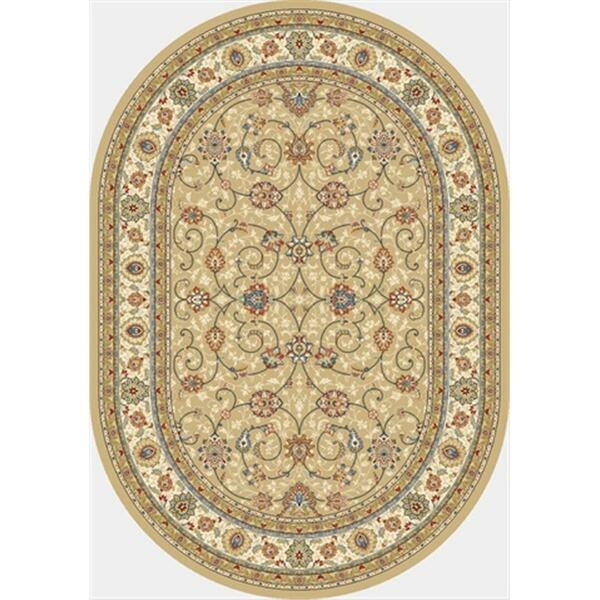 Dynamic Rugs Ancient Garden 6 ft. 7 in. x 9 ft. 6 in. Oval 57120-2464 Rug - Light Gold/Ivory ANOV71057120246
